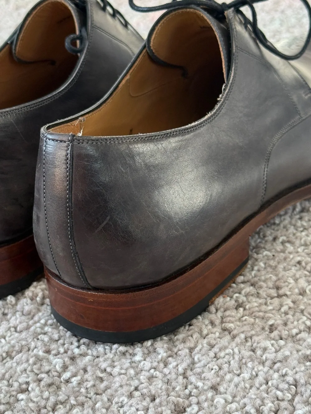 Magnanni Gray Leather Dress Shoes Medallion Toe Men’s 12 M Handmade Spain